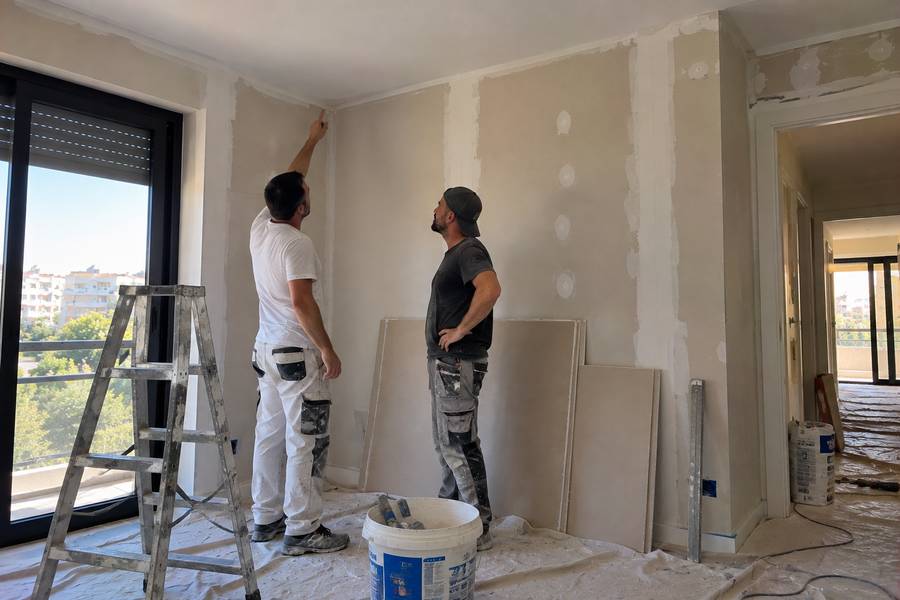Equipa da Gesso Cartonado de Tavira em obra
