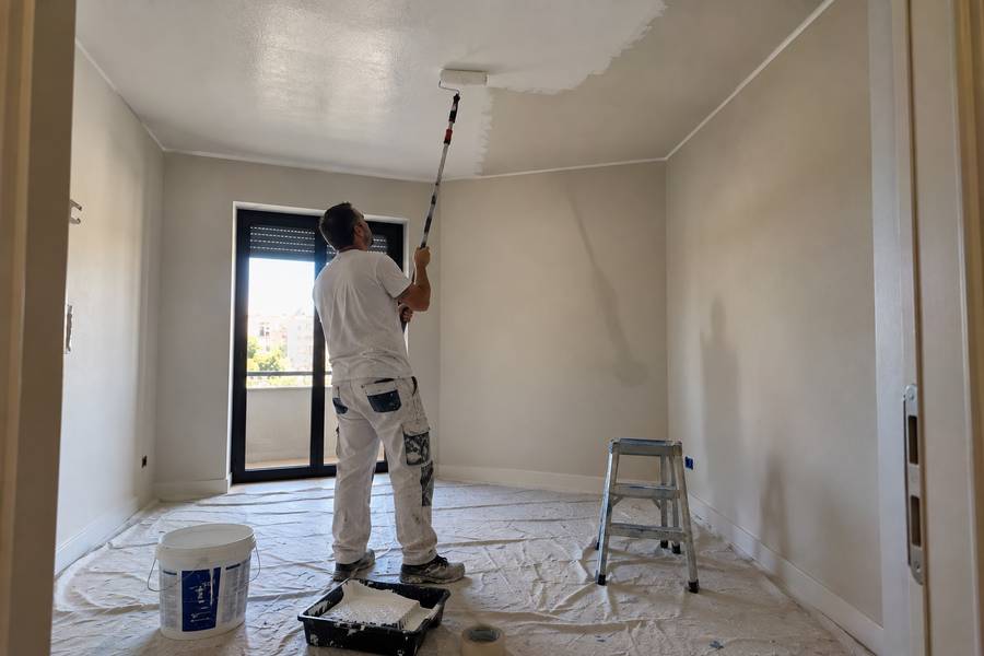 Quarto com paredes de pladur pintadas